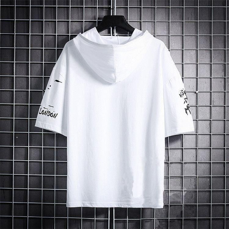 Cotton Color Block Half Sleeves Hooded Neck Men's T-Shirt.